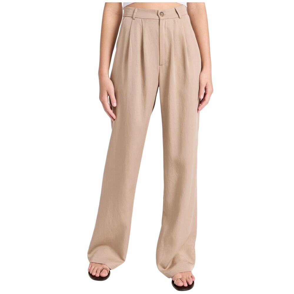 Reformation Mason Cropped Pant Light Khaki Size 0 Wide Leg NWT Minimalist Tencel - Picture 2 of 13